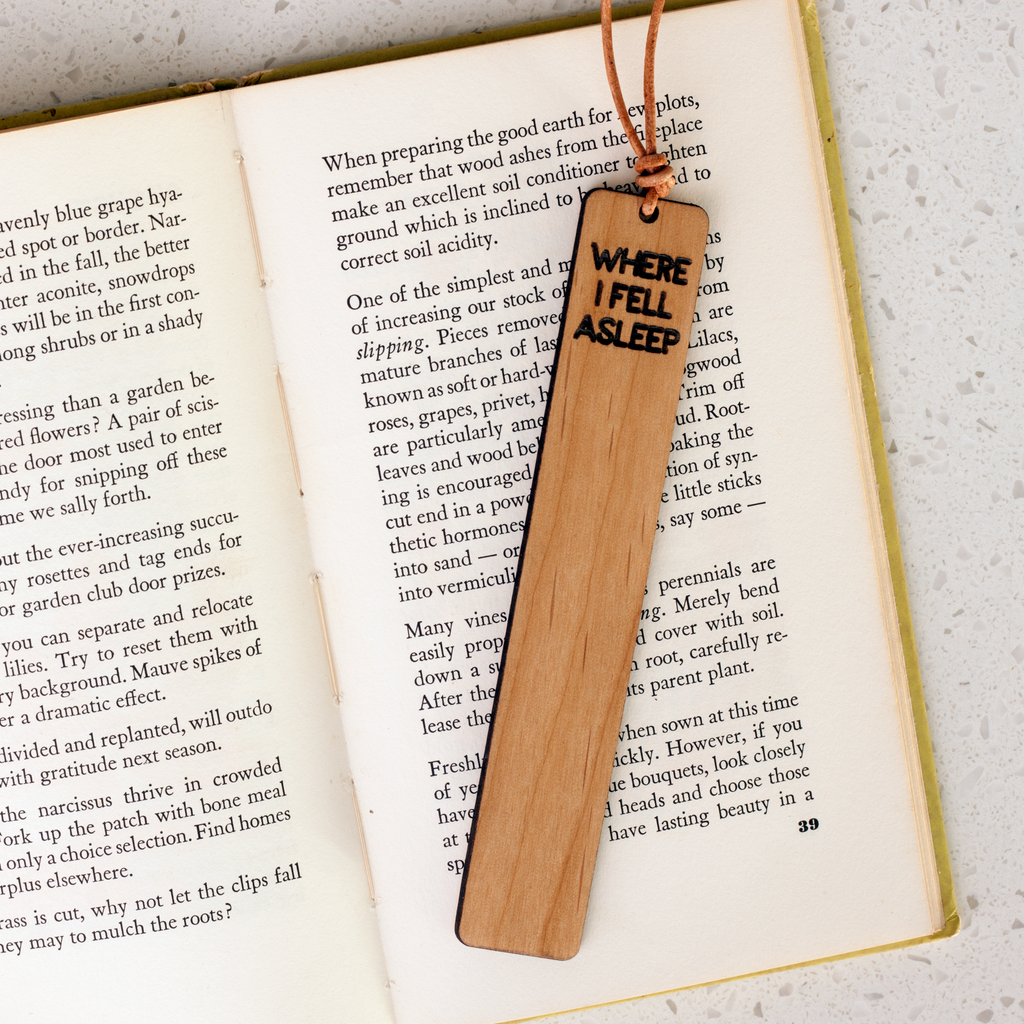 FALL in love woth books, Wood BOOKMARK