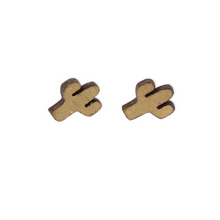 laser cut post earrings >> hypoallergenic >> gold cactus design