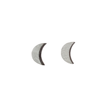 laser cut post earrings >> hypoallergenic >> silver crescent moon