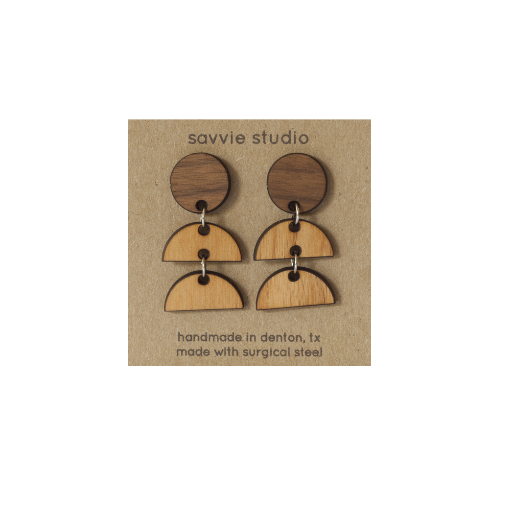 Dangle Earrings - Walnut + Cherry Sunrise
